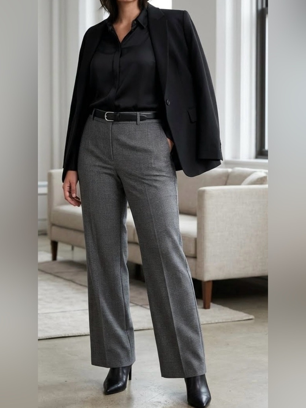 Gap Perfect Trouser Stretch Gray Plaid Dress Pants Women’s Size 6L